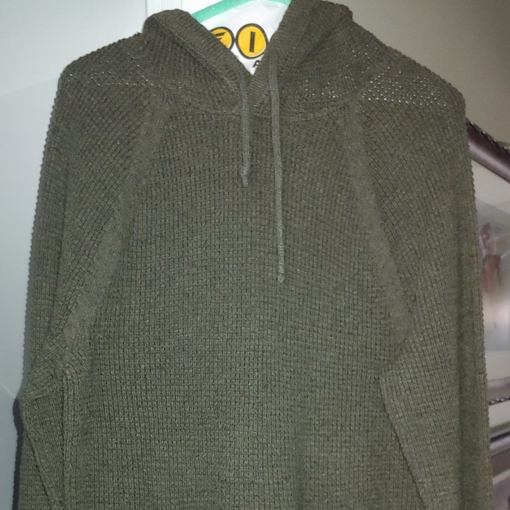 Abercrombie Loose Knit Hoodie Dark Olive Green Sweater - Size Medium